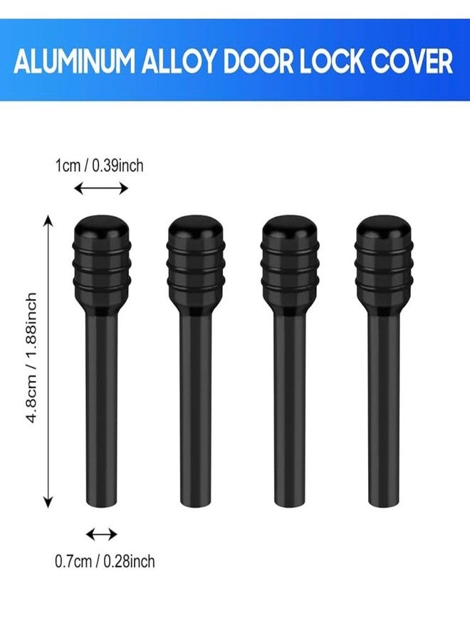 AUTO MT مجموعة مقابض قفل أبواب السيارة (4 قطع)، إكسسوارات سيارات، مجموعة مقابض قفل أبواب السيارة العالمية، مصنوعة من سبائك الألومنيوم، لون أسود، مقاومة للخدش - Image 2